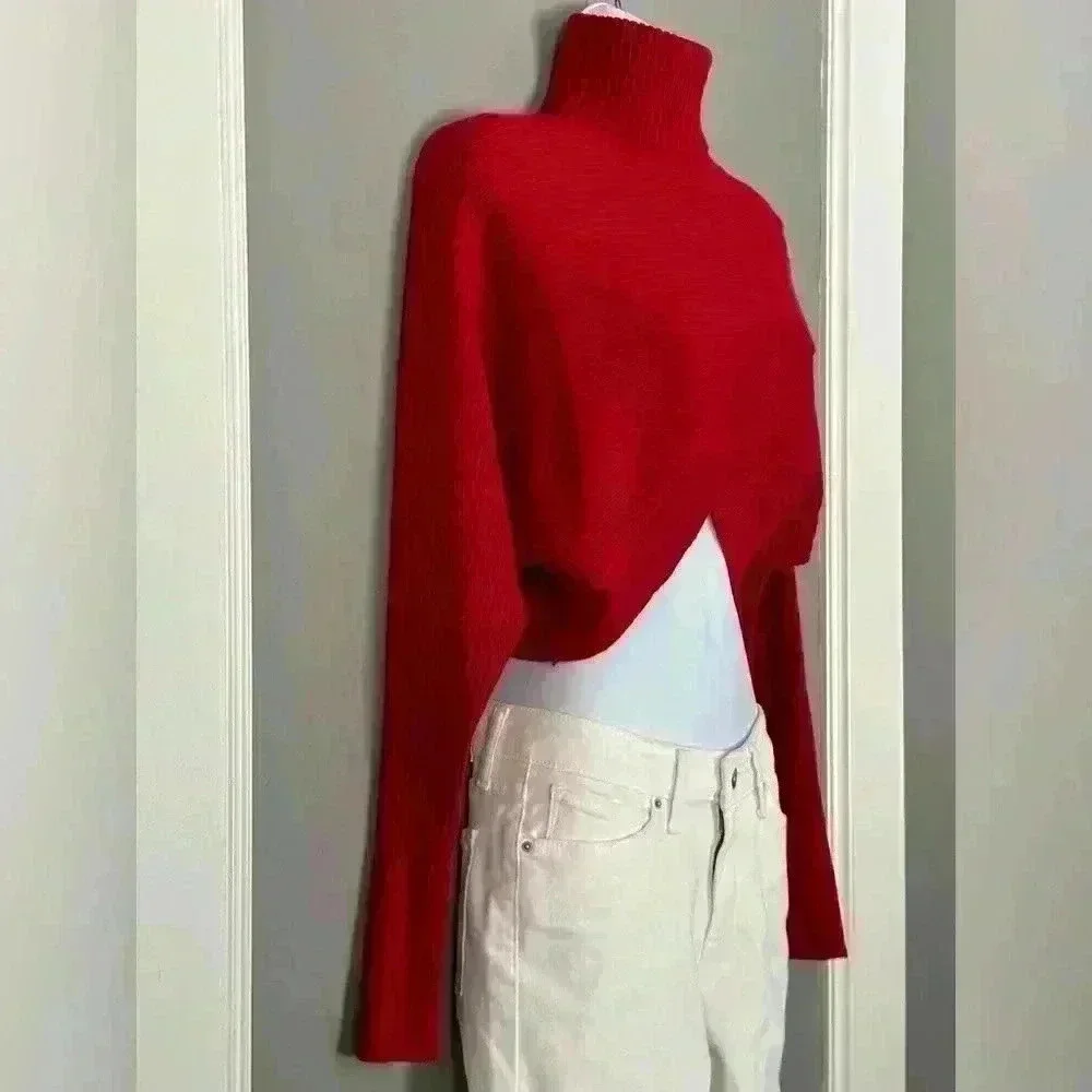 Thinkable Red Criss Cross Women's Sweater (483)